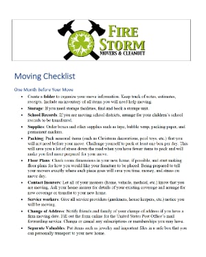Fire Storm Ohio Moving Checklist